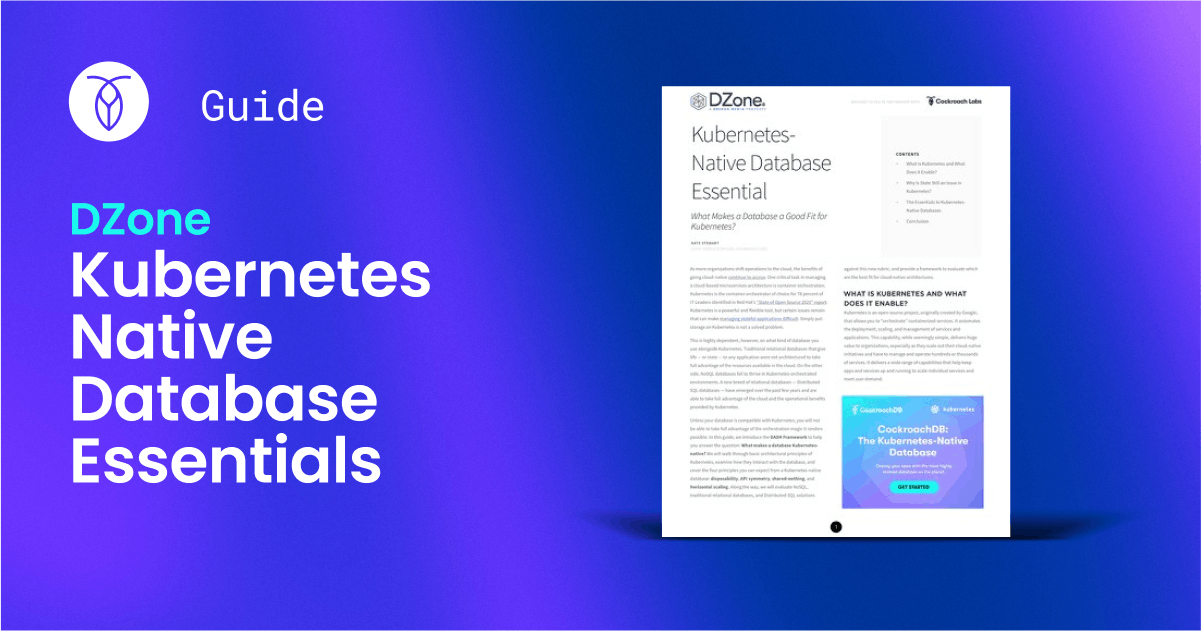 DZone Refcard: Kubernetes-Native Database Essentials